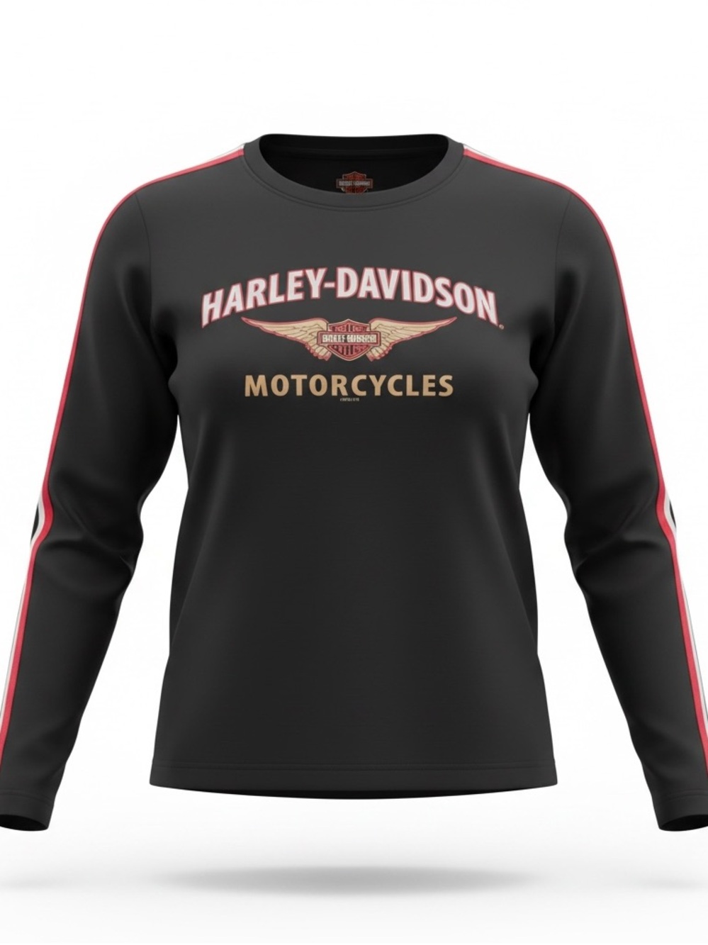 Harley-Davidson Women’s Black Long-Sleeve Logo Shirt with Red Trim